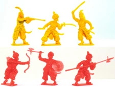 Hausser Elastolin Turk clones - 6 unpainted 70mm toy soldiers - colors vary