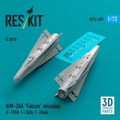 1/72 Reskit RS72-0489 AIM-26A ''Falcon'' missiles (2 pcs) (F-101B, F-102A, F-106A)