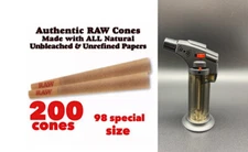 RAW Classic 98 special Size Cone (200PK)+jet flame torch lighter refillable