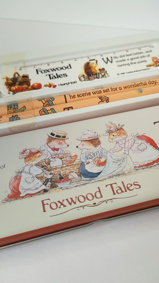 Foxwood Tales Japan 80s Stationery Pencil Eraser Ruler Pen Case