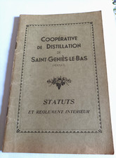 ancien livret cooperative de distillation de saint genies le bas statuts