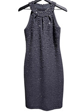 Blue Gray Eliza J Sheath Dress with Collar Cutouts