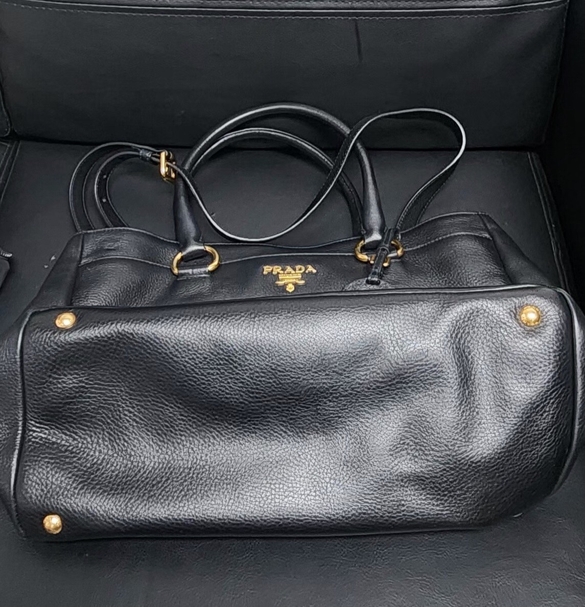 Black Prada Vitello Daino Travel Bag image 2