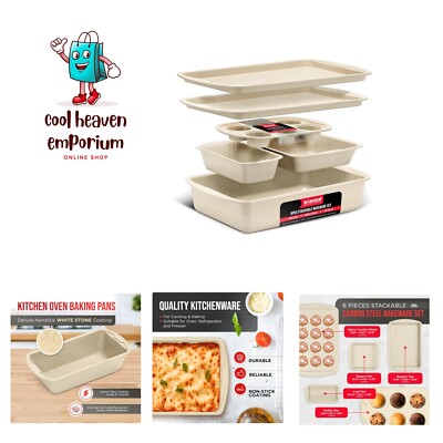 Bakken Swiss - Bakeware Set   6 Piece   Stackable, Deluxe, Non-Stick Baking P...