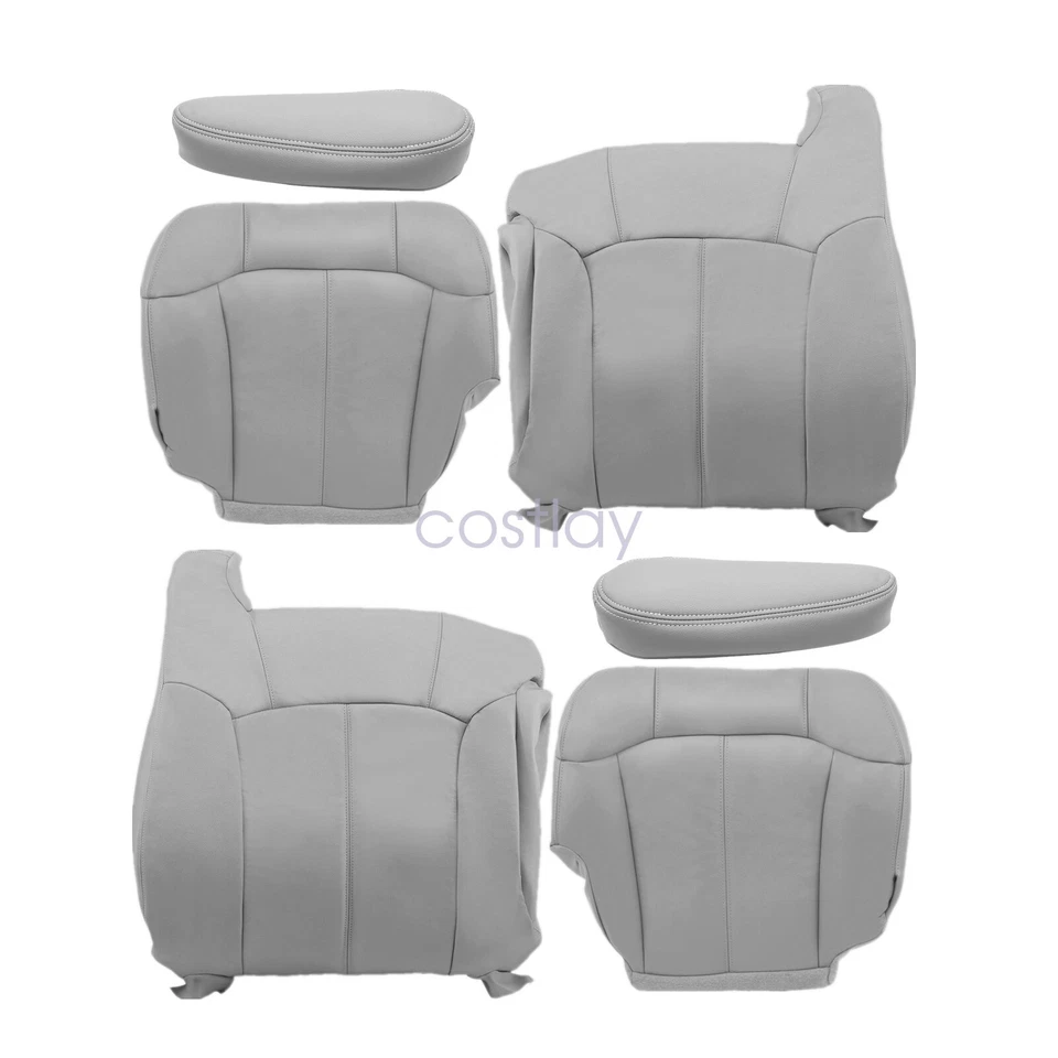 For 1999-2002 Chevy Tahoe Both Side Leather Seat Cover Armrest Cover Pewter Gray - Image 2 of 4