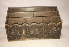 Vintage Faux WOOD GRAIN Lerner DESK ORGANIZER Letter Mail Holder FREE SHIPPING