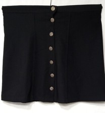 Paris Vintage 1980's French wrap around buttoned black Women's mini skirt M