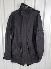 Alpha Industries M-65 Fishtail Black Hooded Field Jacket Size Small Unisex Warm