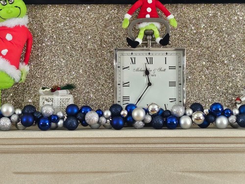 3 m Marineblau und Silber gemischt Weihnachtskugeln Girlande 9 Fuß 10 Zoll Dekoration Neu - Bild 7 von 12