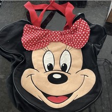 Disney Minnie Mouse Large Shoulder Tote Bag Black with Red Polka Dot Bow