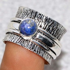 Spinner Lapis Lazuli 925 Silver Plated Ring US 7 One of a Kind Gift MJ