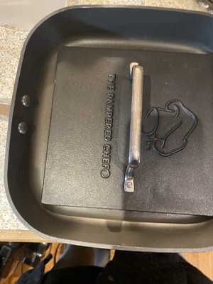 Pampered Chef Gusseisen Grillpresse Speck Burger Panini Presse Küchenwerkzeug
