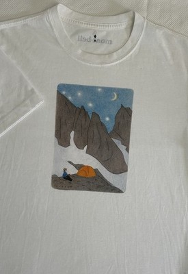 Montbell Wickron Hoshi No Yoru Logo Print Sports T-Shirt M White Mountains READ