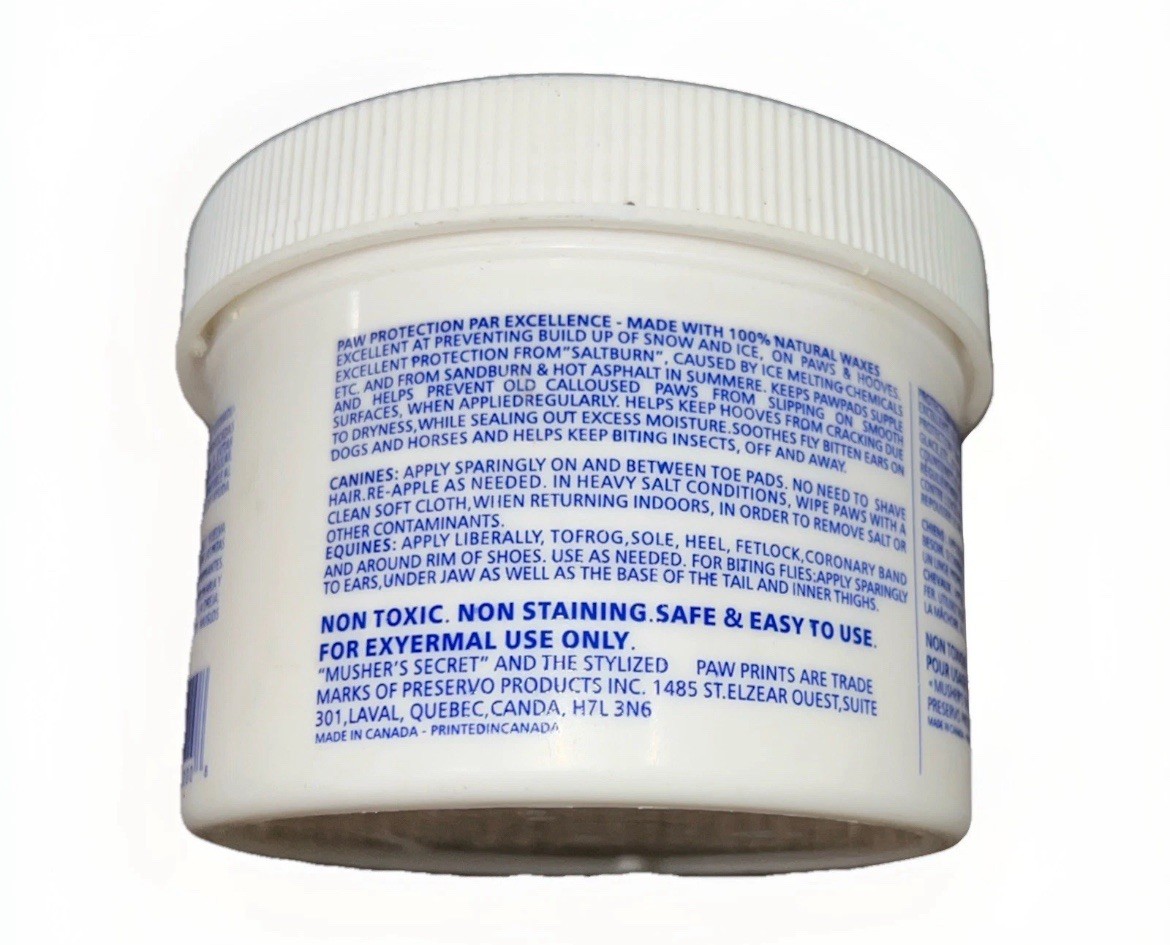 Musher's Secret Dog PawProtection Wax MoisturizerInvisible Boot Pet Puppy Snow
