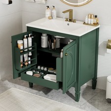 30" Bathroom Vanity with Sink, Two Doors with Shelf, Soft Close Door Hinges, V