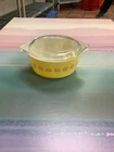 Vintage Yellow Pyrex Casserole Dish Town and Country Pattern 1.5 Pt W/LID 470C