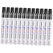 Paint Pens Permanent Paint Markers - 12 Pack Oil Based Marking Pens, Black