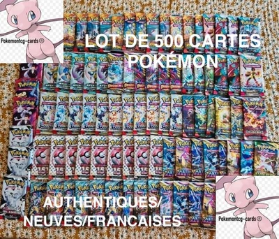 Lot 500 Cartes Pokémon +50 Brillantes +1 Ultra Rare Sans Double FR - Photo 1/4