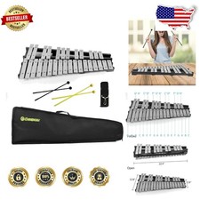 Beginner Glockenspiel Xylophone 30 Note - Wood, 4 Mallets, Space Saving