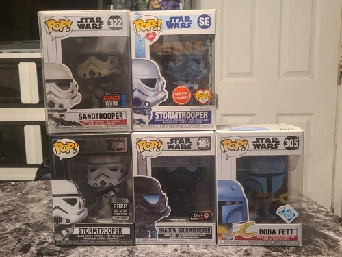 Funko Pop Lot Star Wars Lot Of 5 Stormtrooper & Boba Fett