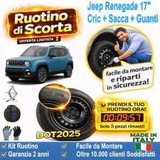 Platzsparend Notrad 17” für Jeep Renegade 2014-2026 Cric 1.5T + Tasche & Gloves