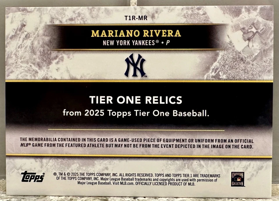 CAMISETA # PARTIDO! ¡Parche de camiseta Topps Tier One GU 2025 Mariano Rivera 42/199! YANKS Foto 2 de 3