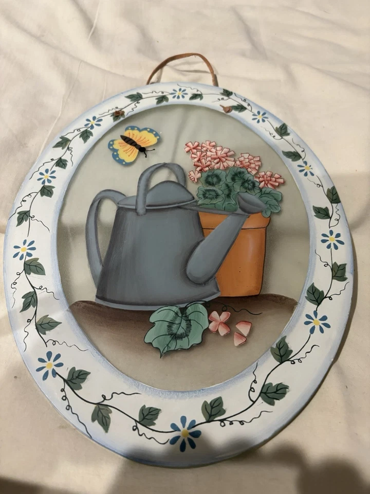 Arte floral pintado a mano de colección Joan Baker flores de abeja atrapasol vitral Foto 3 de 4