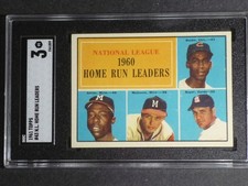 1961 Topps 1960 N.L. Home Run Leaders #43 Banks Aaron Mathews SGC 3 VG