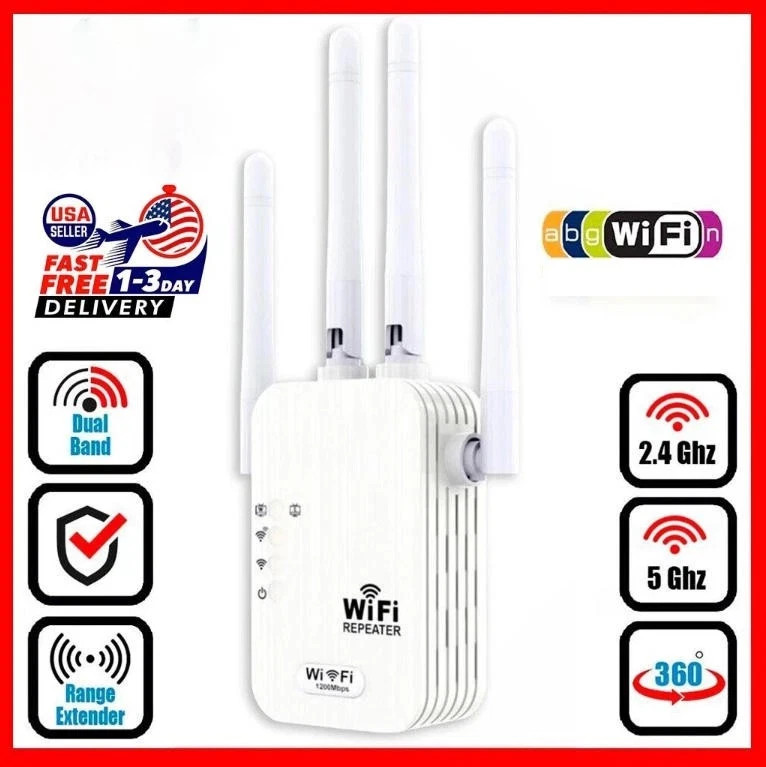 WiFi Extender Signal Booster Up to 5000sq.ft and 45 Devices, WiFi Range Extender