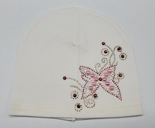 MARIV Kids Girls  Cotton Blend Rhinestone  Butterfly  Cream Hat Sz 2-4 Years NWT