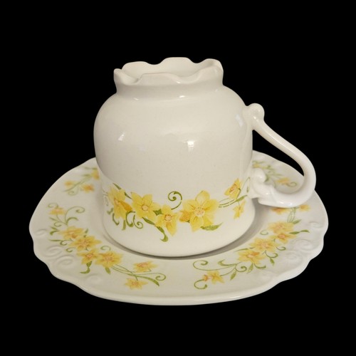 Nikko Jonquil Cup & Saucer Set of 4 Yellow Daffodil Ironstone Japan