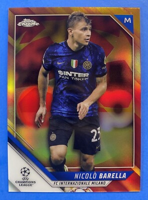 Nicolo Barella - 2021-22 Topps UEFA Chrome Red/Gold Starball SSP /30 - Inter