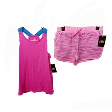 Athletic Works Shorts Set 14/16 Girls Pinks High Back Tank French Terry Shorts