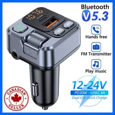 Car Bluetooth FM Transmitter USB PD20W Charger Digital Display Audio Adapter