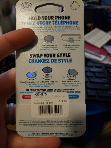 Popsocket Diamond Rose Gold Popgrip Swappable Top Pop Sockets Authentic FS!! - Picture 2 of 3