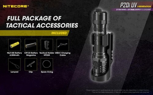 Nitecore P20i UV Rechargeable Flashlight w/Holster, Battery & 10000mAh Powerbank - Picture 12 of 12