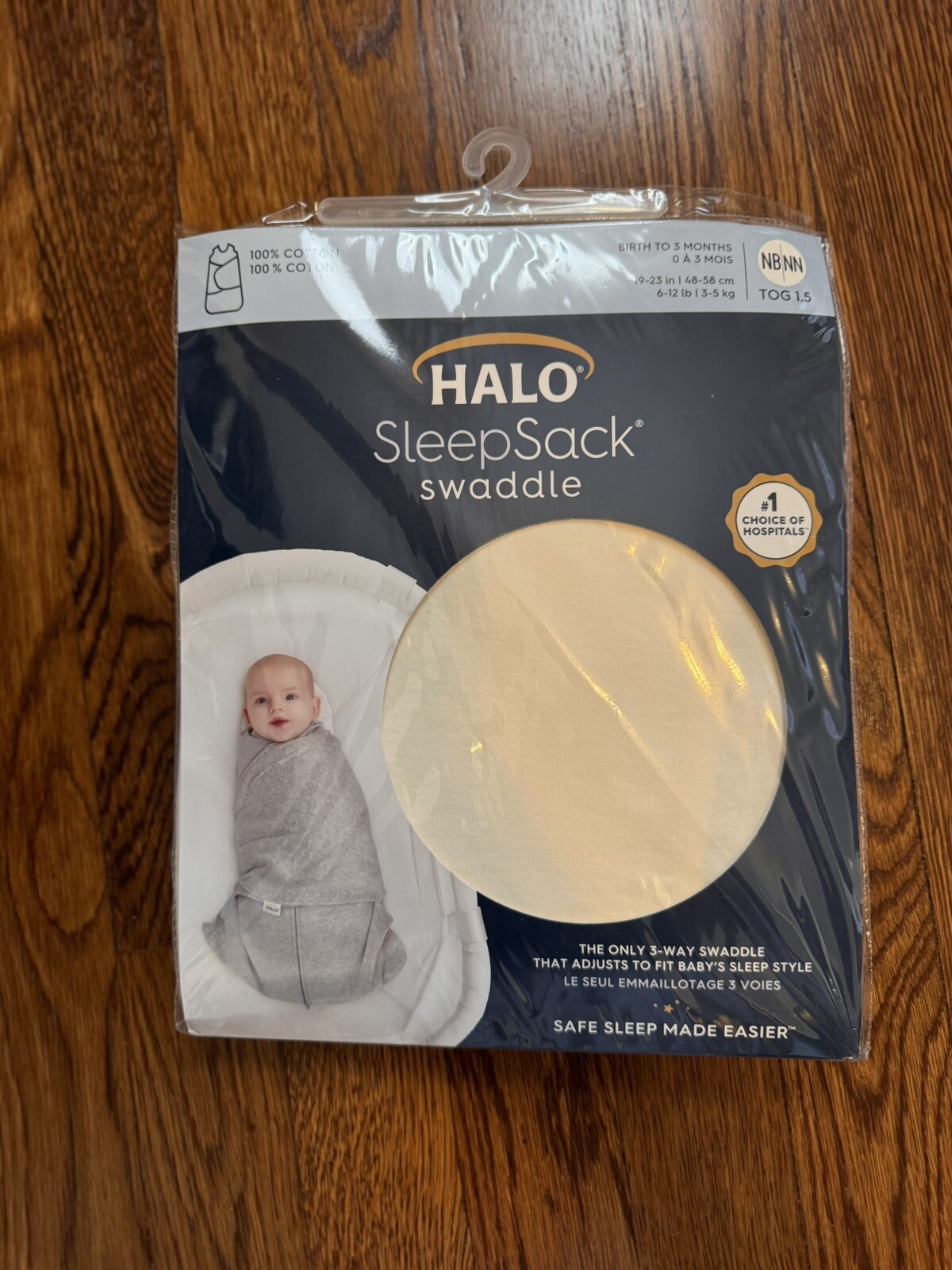 HALO Sleepsack Newborn Swaddle in Soft Cotton Cream Brand New-image