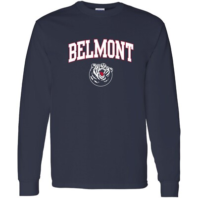 Belmont University Bruins Arch Logo Women's Basic Cotton T Shirt - Navy