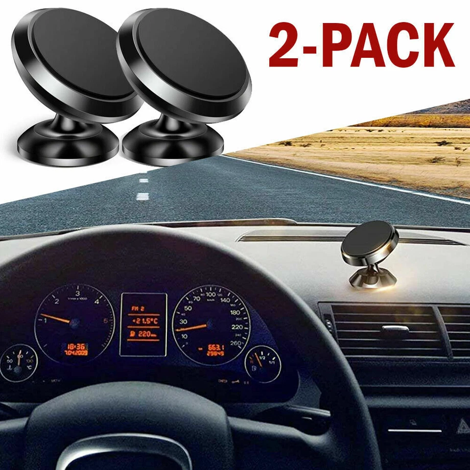 2PC Universal Magnetic Car Mount Cell Phone Holder Stand For iPhone Samsung GPS - Image 4 of 4
