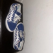 Size 10 - VANS Old Skool Blue Checkerboard VALENTINES DAY SPECIAL