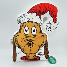Max the Dog Dr. Seuss Grinch Christmas Holiday Head Shaped Throw Pillow 16 Inch