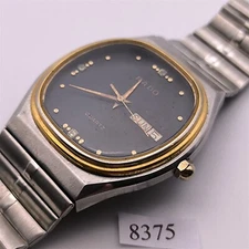 PROJECT TO FIX RADO GOLD PLATE SS BLACK DIAL DAY DATE  EU SHIP MENS 8375 WATCH