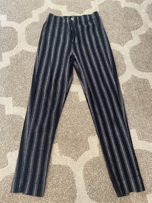 Brandy Melville High Rise Black And Grey Striped Cotton Pants Small