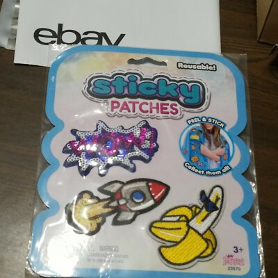 Imperial Sticky Patches Wow Rocketship Cool Banana NOS YELLOW PURPLE Blast off!