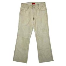 Vintage Red Label Hugo Boss Lamorin Low Rise 100 Leather Wide Leg Tan Pants-10