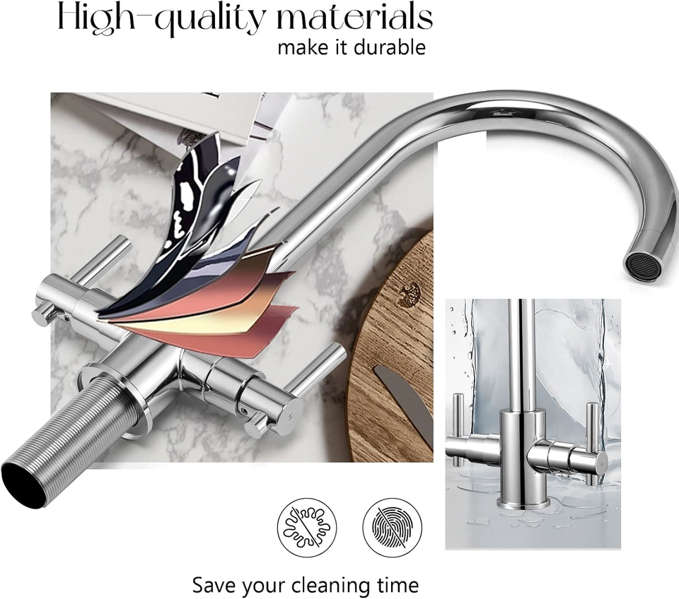 Kitchen Sink Mixer Taps Traditional Dual Lever Monobloc Kitchen Tap