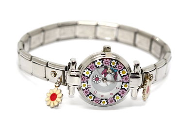 Minnie Mouse Murano Glass Charm Watch by Walt Disney Collection Swiss Movement