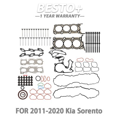Fit For 2011 12-20 Kia Sorento V6 Head Gasket Set W/ Bolts&Intake Exhaust Valves