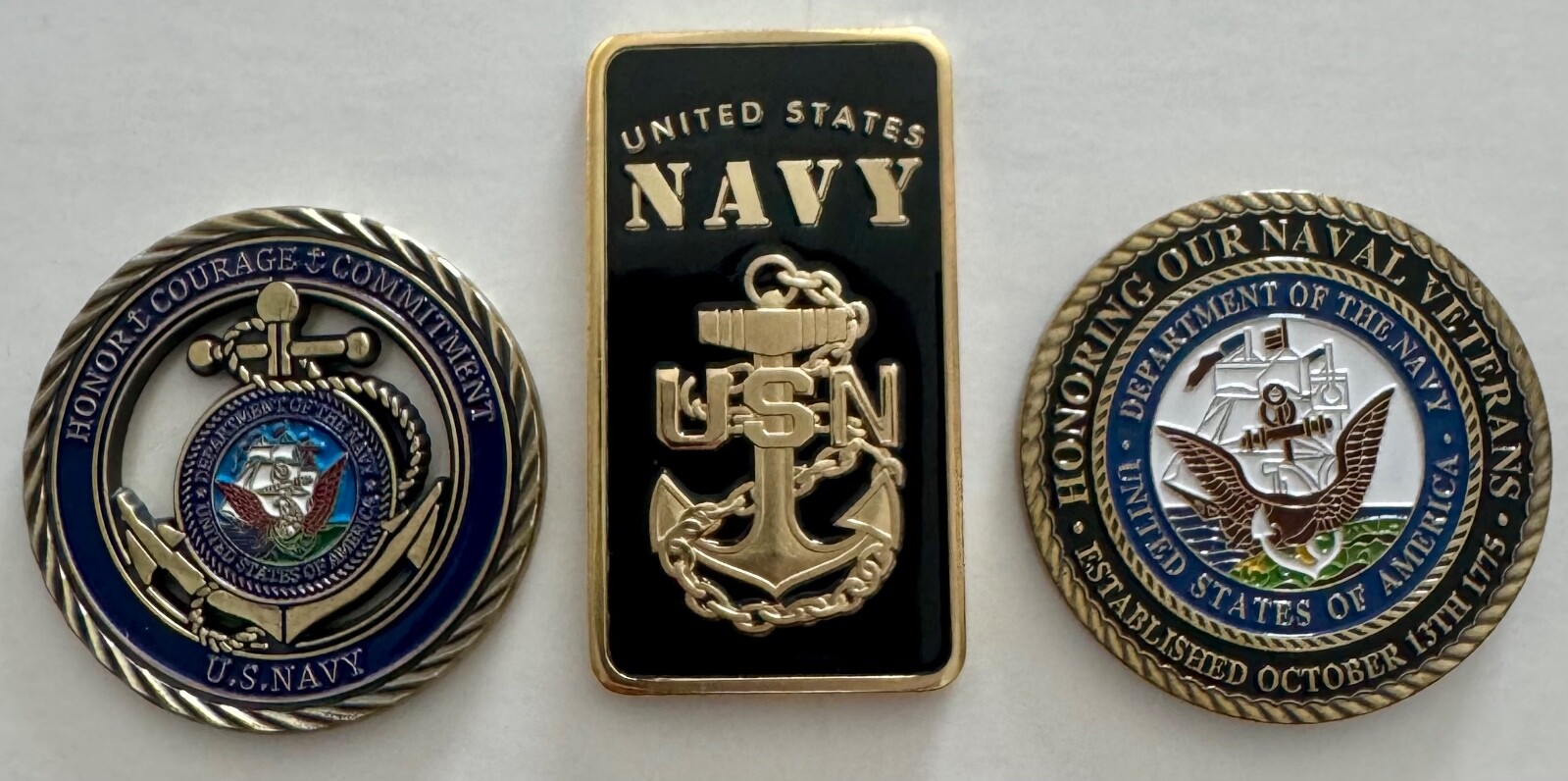 USN United States Navy Challenge Coin 3-Piece Set-image