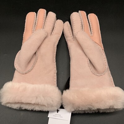 UGG SHEEPSKIN SEAMED TECH GLOVE WOMENS M HAND SEWN LEATHER WOOL